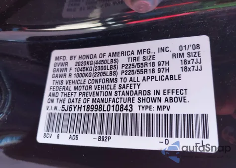 2008 Honda Element Sc z USA, uszkodzony, nr VIN 5J6YH18998L010843